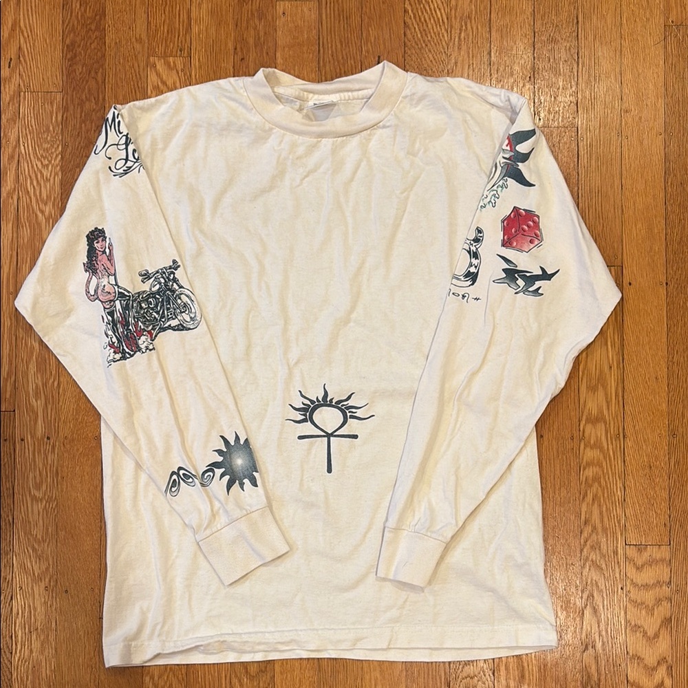 90’s Vintage Dennis Rodman / Harley Davidson inspired long sleeved tattoo tee